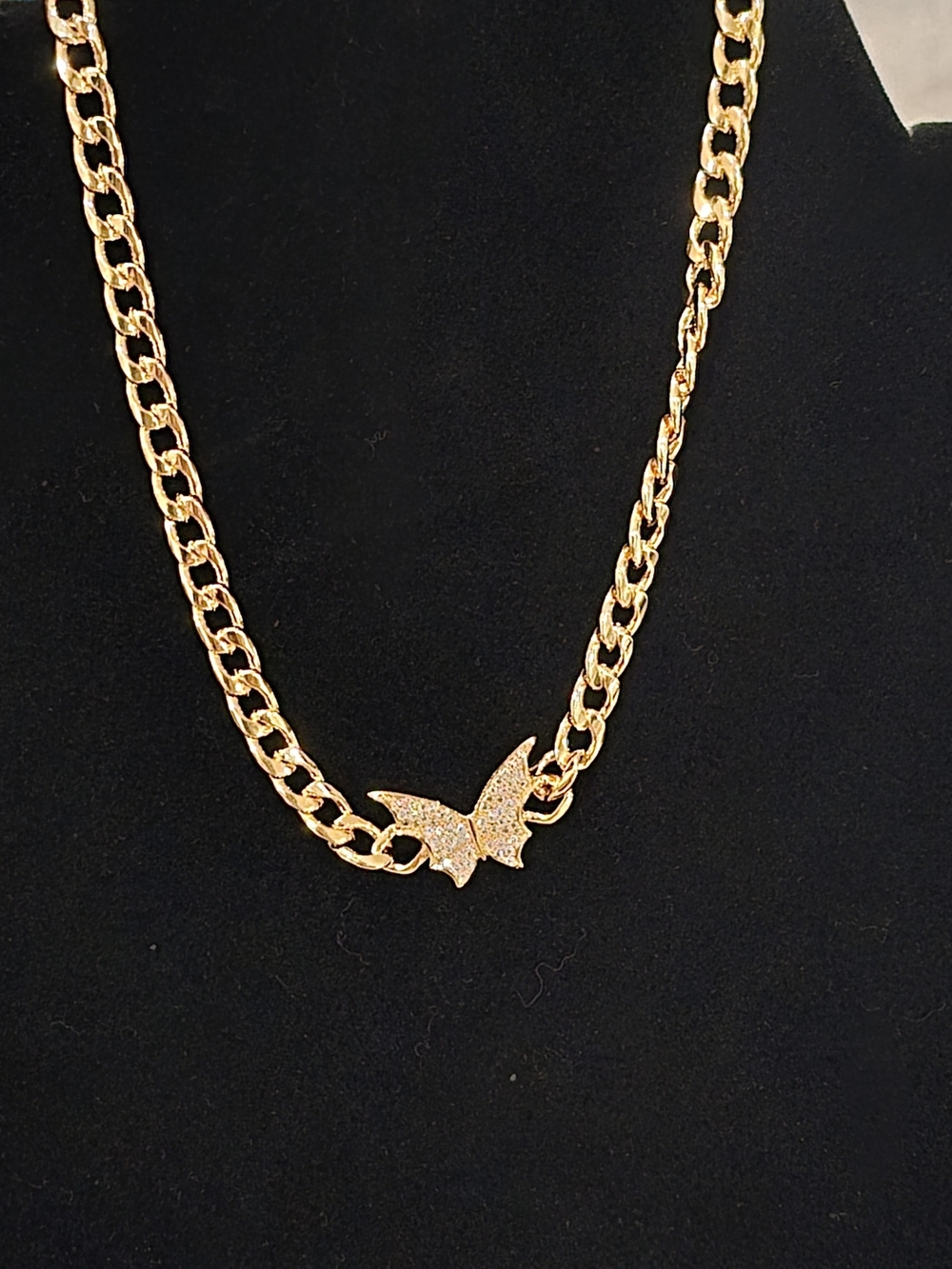 22kgp Dubai Jewelry Gold Butterfly Pavé Chain Necklace - Women's Jewelry